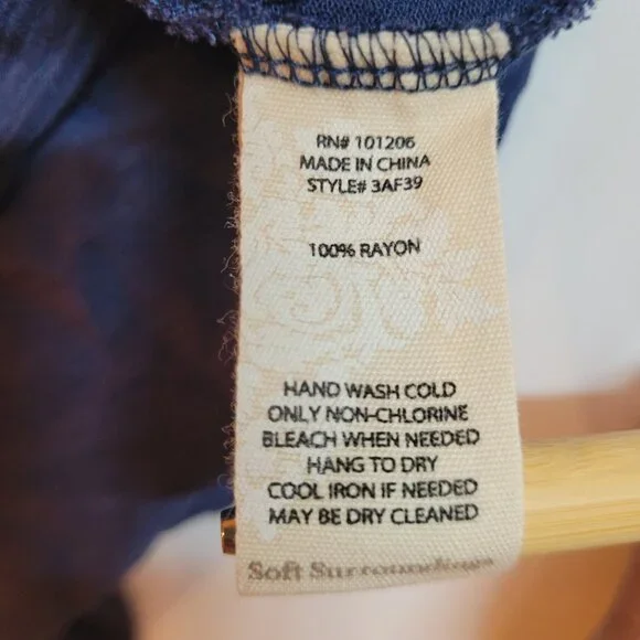 Soft Surroundings Savannah Women's Navy Crinkle Maxi Dress Petite XS - Picture 10 of 13